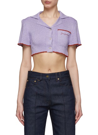 Main View - Click To Enlarge - JACQUEMUS - Cropped Ribbed Contrasting Trim Knit Top