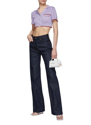 Figure View - Click To Enlarge - JACQUEMUS - Cropped Ribbed Contrasting Trim Knit Top