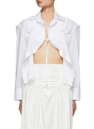 Main View - Click To Enlarge - JACQUEMUS - Ruched Detail Draped Front D-Ring Chest Long Sleeve Shirt