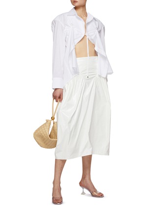 Figure View - Click To Enlarge - JACQUEMUS - Ruched Detail Draped Front D-Ring Chest Long Sleeve Shirt