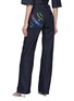 Back View - Click To Enlarge - JACQUEMUS - Contrasting Embroidered Beaded Wide Leg Pants