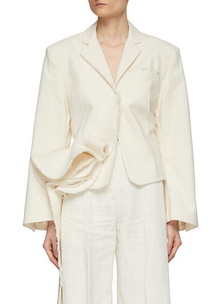 Main View - Click To Enlarge - JACQUEMUS - Ruffle Detail Notch Lapel Single Breasted Blazer