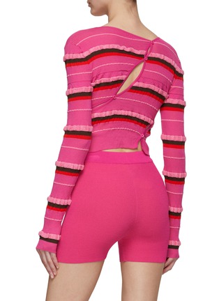 Back View - Click To Enlarge - JACQUEMUS - Long Sleeve V-Neck Striped Knit Top