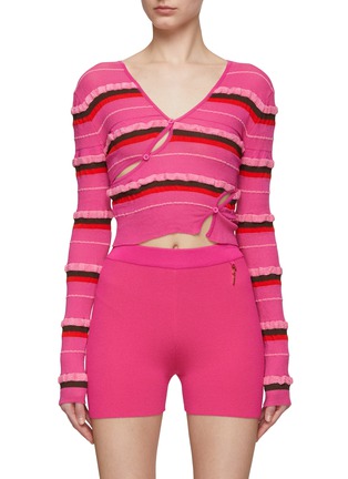 Main View - Click To Enlarge - JACQUEMUS - Long Sleeve V-Neck Striped Knit Top
