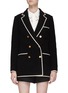 Main View - Click To Enlarge - VALENTINO GARAVANI - CONTRAST TRIM LONG TWEED BLAZER