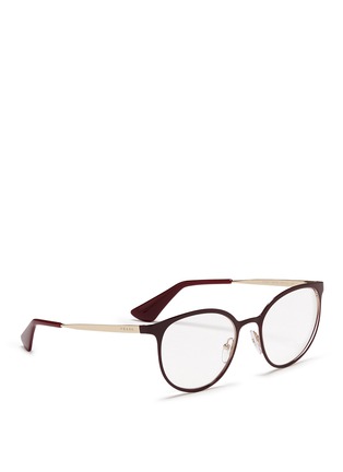 Figure View - Click To Enlarge - PRADA - Coated metal round optical glasses
