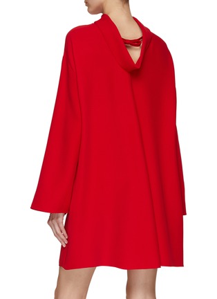 Back View - Click To Enlarge - VALENTINO GARAVANI - Bell Sleeve Silk Cady Mini Dress