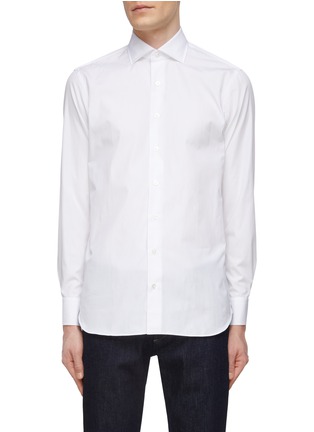 Main View - Click To Enlarge - LARDINI - Spread Collar Cotton Button Up Shirt