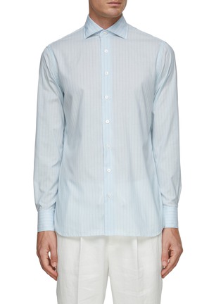 Main View - Click To Enlarge - LARDINI - Striped Cotton Silk Shirt