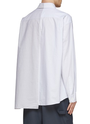 Back View - Click To Enlarge - MM6 MAISON MARGIELA - ASYMMETRIC BICOLOUR STRIPED COTTON POPLIN SHIRT