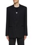 Main View - Click To Enlarge - MM6 MAISON MARGIELA - SINGLE BREASTED COLLARLESS RAW EDGE WOOL TWILL BLAZER
