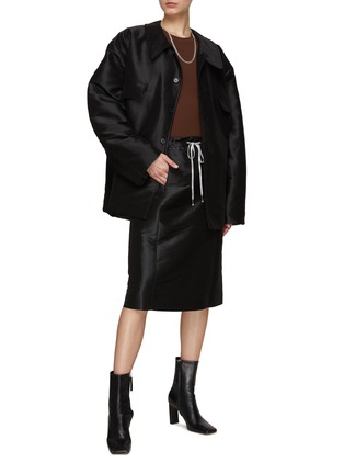 Figure View - Click To Enlarge - MAISON MARGIELA - Single Breasted Flap Pocket Puffed Faille Jacket