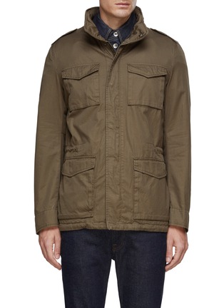 Main View - Click To Enlarge - HERNO - Hidden Zip and Snap Front Detachable Hood Parka