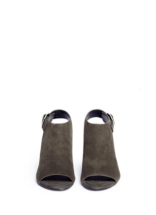 Front View - Click To Enlarge - ALEXANDER WANG - 'Nadia' cutout heel suede sandal booties
