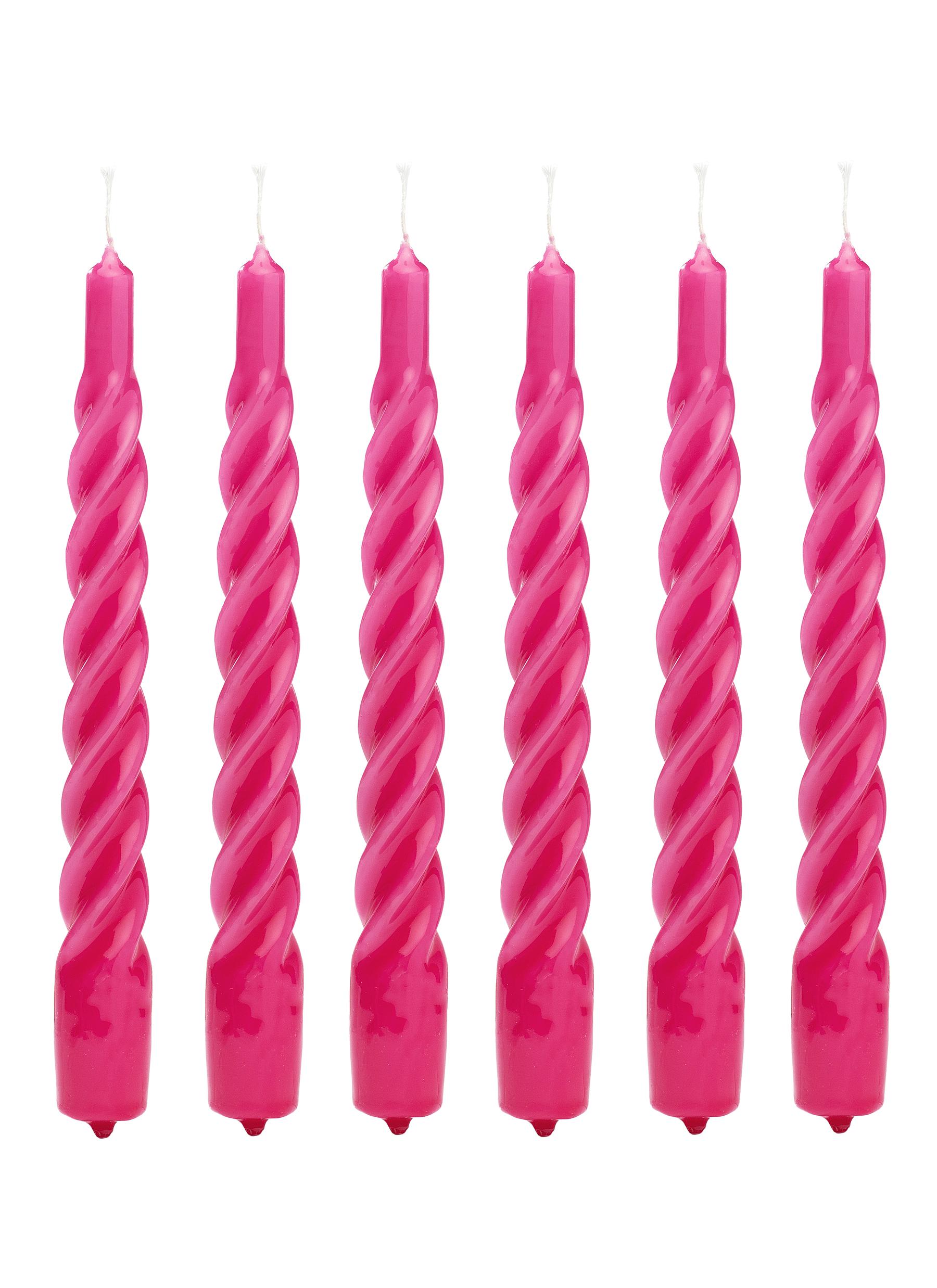 Anna + Nina Twisted Candle 6-piece Set - Bright Pink
