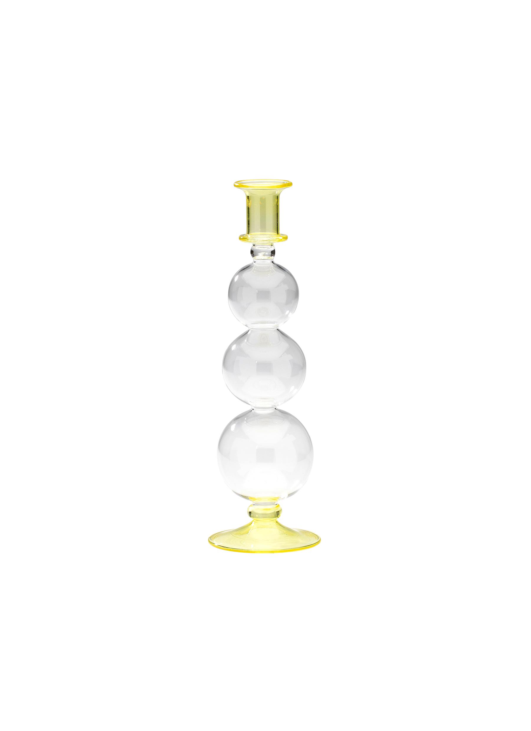 Bubble Glass Candle Holder - Yellow