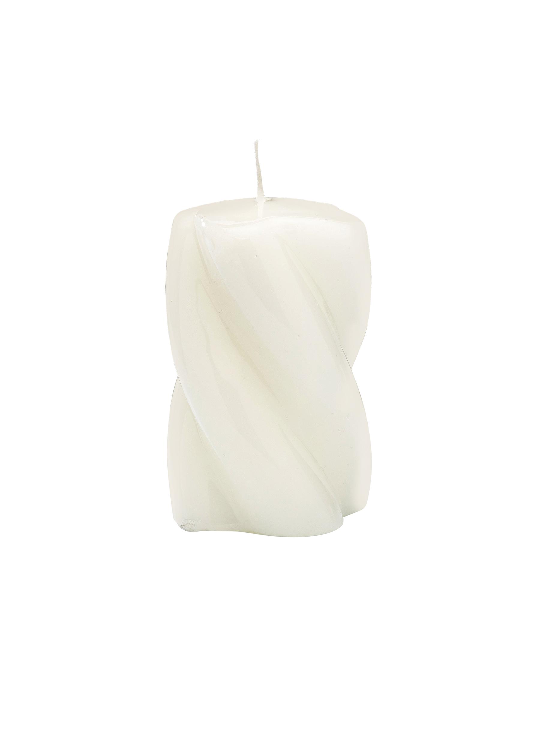 Anna + Nina Blunt Twisted Short Candle - White