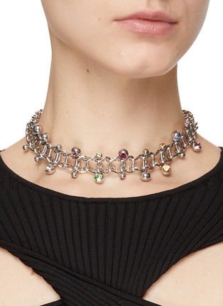Figure View - Click To Enlarge - JUSTINE CLENQUET - ‘MINDY’ PALLADIUM PLATED CRYSTAL BRACELET