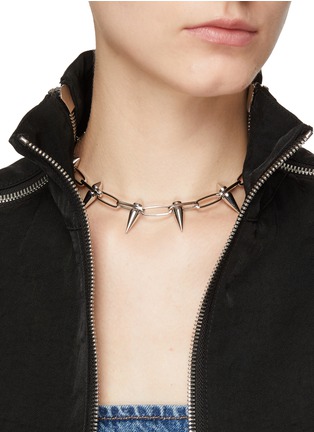 Figure View - Click To Enlarge - JUSTINE CLENQUET - ‘JENNA’ PALLADIUM PLATED SPIKE CHAIN NECKLACE
