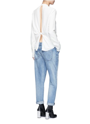Figure View - Click To Enlarge - HELMUT LANG - Cutout knotted back jacquard shirt