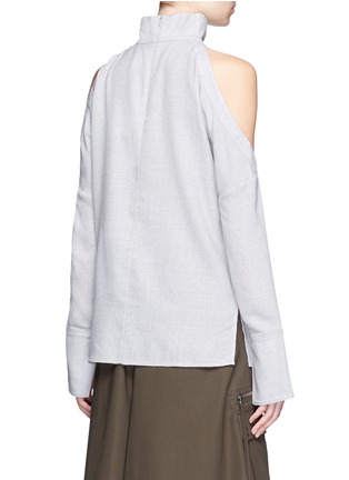 Back View - Click To Enlarge - TIBI - 'Winston' cutout shoulder flannel top
