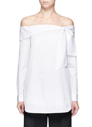 Main View - Click To Enlarge - TIBI - Luxe Tuxedo' off-shoulder bow top