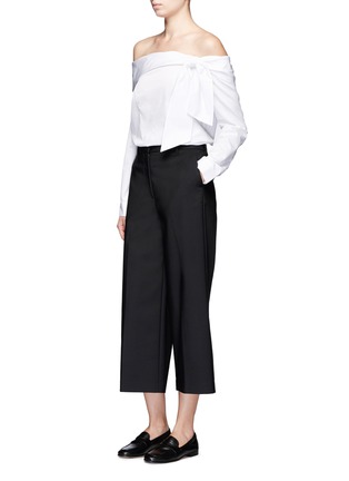 Figure View - Click To Enlarge - TIBI - Luxe Tuxedo' off-shoulder bow top