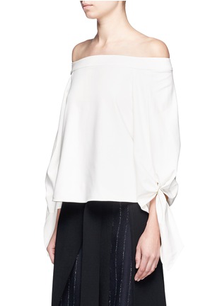 Front View - Click To Enlarge - TIBI - 'Agathe' buckle sleeve off-shoulder top