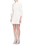 Front View - Click To Enlarge - TIBI - Tie sleeve mock neck dress