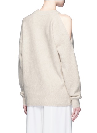 Back View - Click To Enlarge - TIBI - Cutout shoulder boiled wool blend sweater