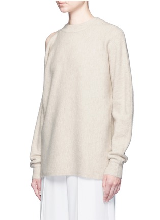 Front View - Click To Enlarge - TIBI - Cutout shoulder boiled wool blend sweater