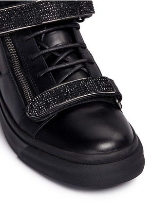 Detail View - Click To Enlarge - 73426 - 'Trix' crystal strap leather high top sneakers