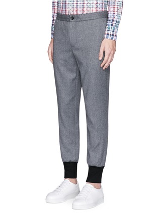 Front View - Click To Enlarge - PS PAUL SMITH - Contrast cuff cropped wool jogging pants