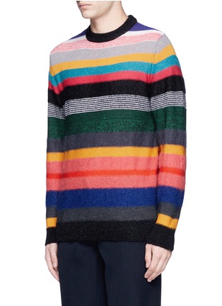Front View - Click To Enlarge - PS PAUL SMITH - Stripe merino-mohair blend sweater