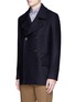 Front View - Click To Enlarge - PS PAUL SMITH - Double breasted hopsack peacoat