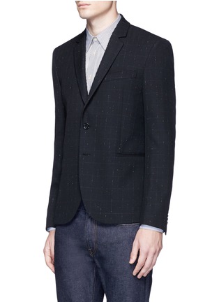 Front View - Click To Enlarge - PS PAUL SMITH - Slim fit windowpane check wool-blend blazer