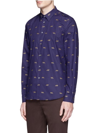 Front View - Click To Enlarge - PS PAUL SMITH - Leopard embroidered shirt
