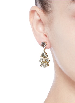 Figure View - Click To Enlarge - ANTON HEUNIS - Swarovski crystal glass stone floral cluster drop earrings