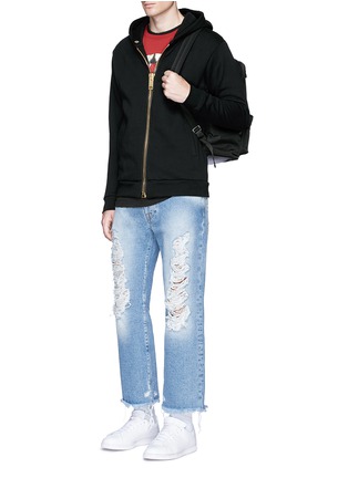 Figure View - Click To Enlarge - PALM ANGELS - 'Maxi' chunky zip hoodie