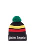 Main View - Click To Enlarge - PALM ANGELS - 'Rastafari' stripe pompom beanie