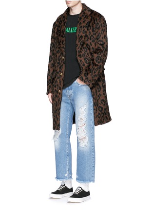 Figure View - Click To Enlarge - PALM ANGELS - Leopard print mohair blend coat