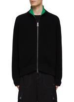 BOTTEGA VENETA | Stand Collar Two Way Front Zip Knit Cardigan