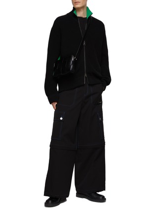 Figure View - Click To Enlarge - BOTTEGA VENETA - Stand Collar Two Way Front Zip Knit Cardigan