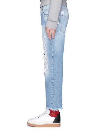 Detail View - Click To Enlarge - PALM ANGELS - Vintage wash cropped ripped jeans