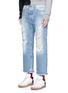 Front View - Click To Enlarge - PALM ANGELS - Vintage wash cropped ripped jeans