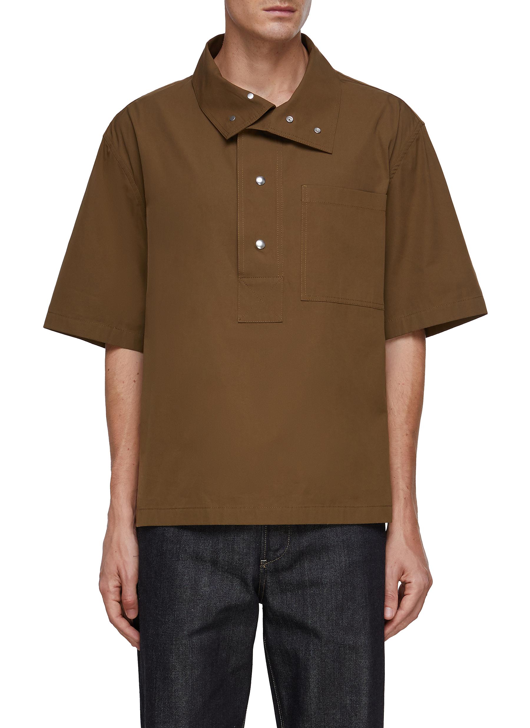 Convertible Collar Boxy Short Sleeve Shirt