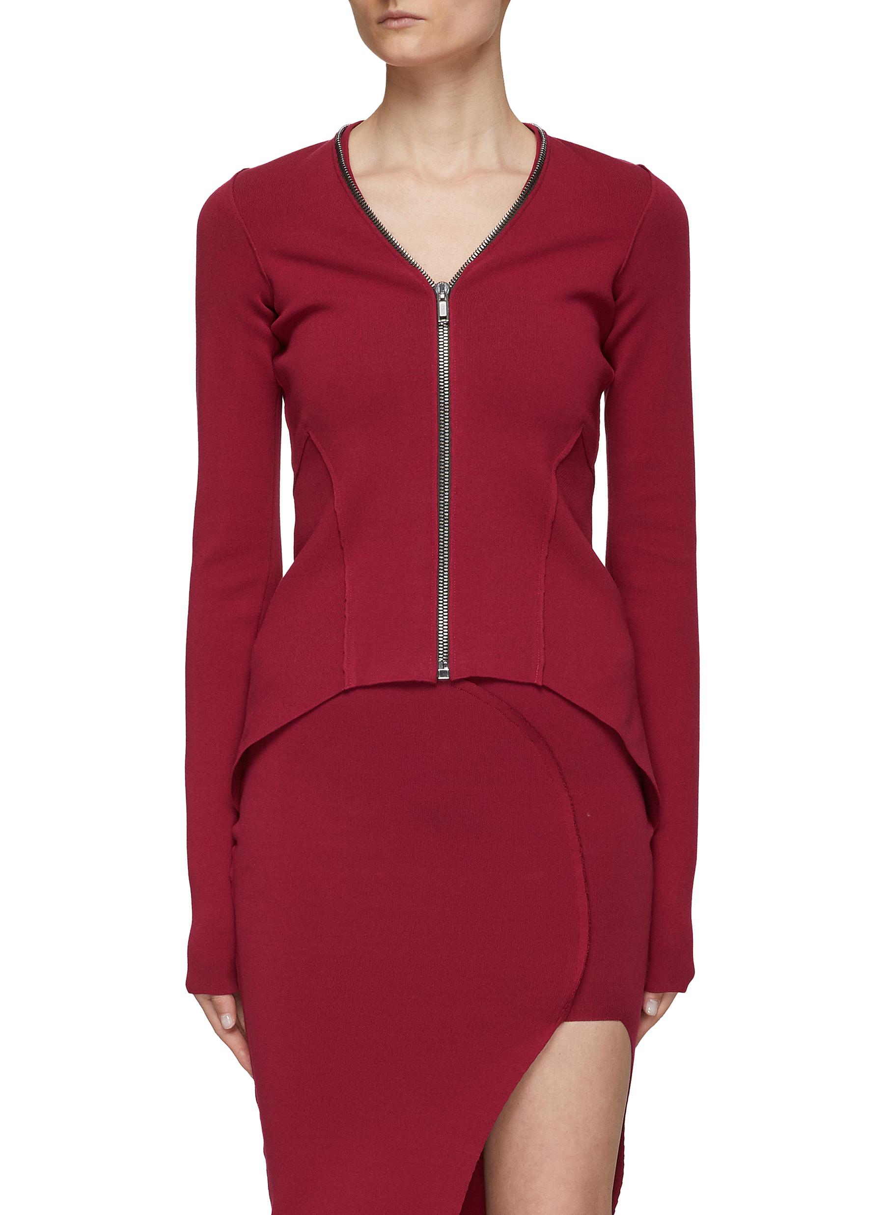 Rick Owens Handkerchief-hem Zip-up Jacket In Red