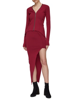 Figure View - Click To Enlarge - RICK OWENS  - ‘Klaus’ Handkerchief Hem Full Zip Knit Jacket