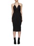 RICK OWENS  ‘Laura’ Halter V-Neck Ruched Detail Silk Blend Midi Dress