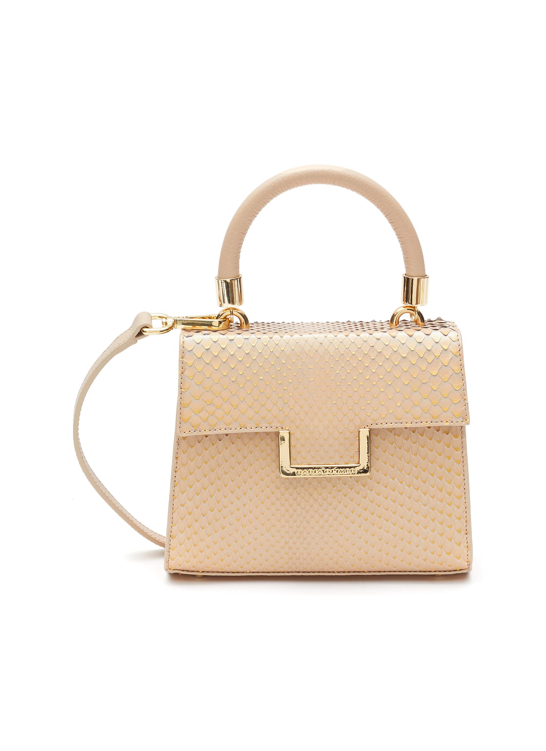 MARIA OLIVER MINI ‘MICHELLE' TOP HANDLE PYTHON LEATHER BAG